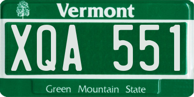 VT license plate XQA551