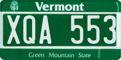 VT license plate XQA553