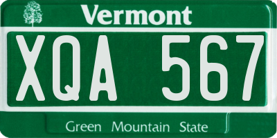 VT license plate XQA567