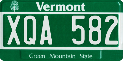 VT license plate XQA582