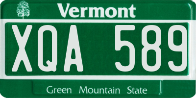 VT license plate XQA589