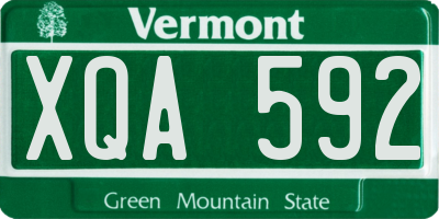 VT license plate XQA592