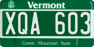 VT license plate XQA603