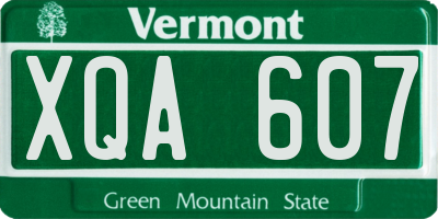 VT license plate XQA607