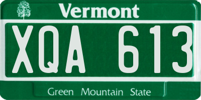 VT license plate XQA613
