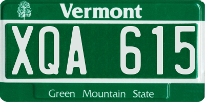VT license plate XQA615