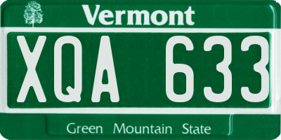 VT license plate XQA633