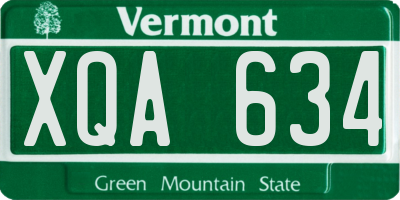 VT license plate XQA634