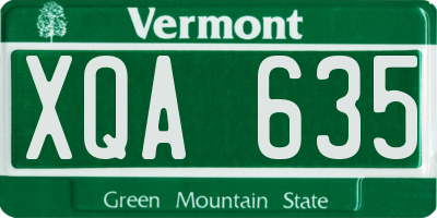 VT license plate XQA635