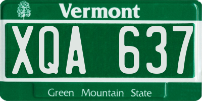 VT license plate XQA637