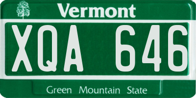 VT license plate XQA646