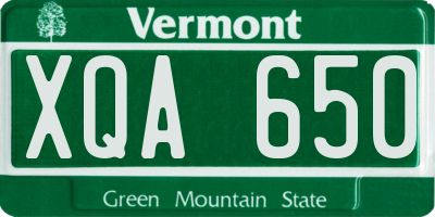VT license plate XQA650