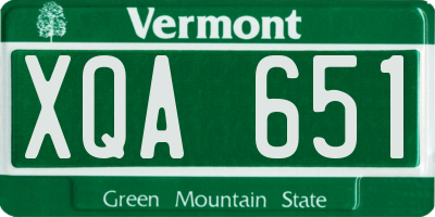 VT license plate XQA651