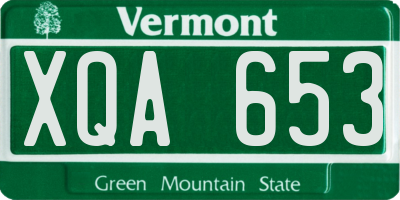 VT license plate XQA653