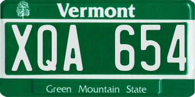 VT license plate XQA654