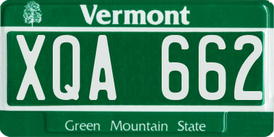 VT license plate XQA662