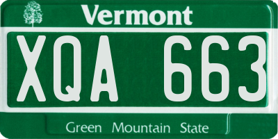 VT license plate XQA663