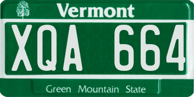 VT license plate XQA664