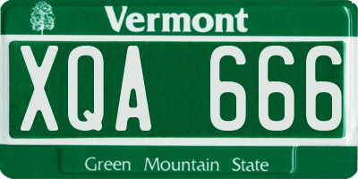 VT license plate XQA666