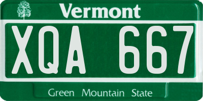 VT license plate XQA667