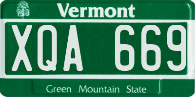 VT license plate XQA669