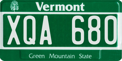 VT license plate XQA680
