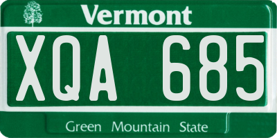 VT license plate XQA685