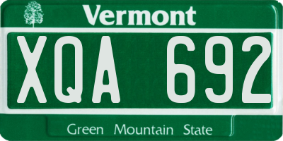VT license plate XQA692