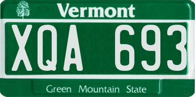 VT license plate XQA693