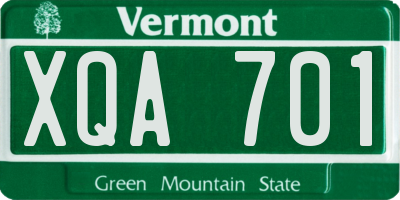 VT license plate XQA701