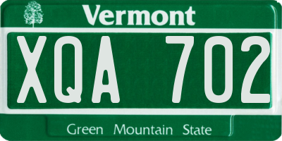 VT license plate XQA702