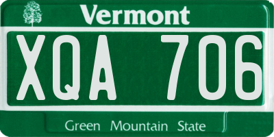 VT license plate XQA706