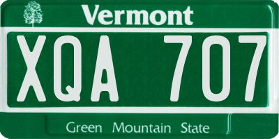 VT license plate XQA707