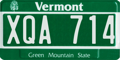 VT license plate XQA714