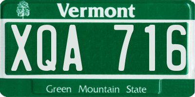 VT license plate XQA716