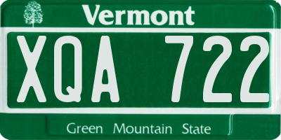 VT license plate XQA722