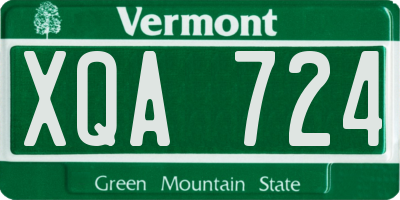 VT license plate XQA724