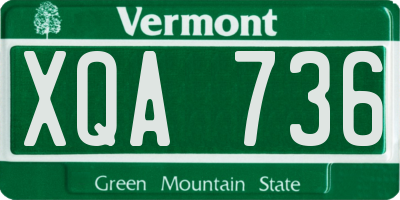VT license plate XQA736