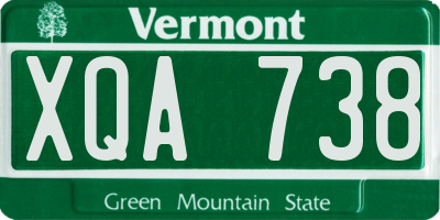VT license plate XQA738