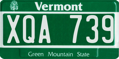 VT license plate XQA739