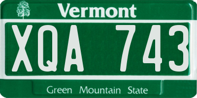 VT license plate XQA743