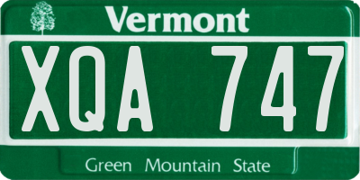 VT license plate XQA747