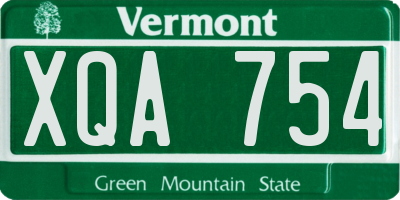 VT license plate XQA754