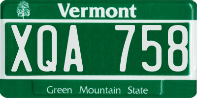 VT license plate XQA758