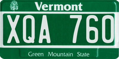 VT license plate XQA760