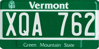 VT license plate XQA762