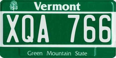 VT license plate XQA766
