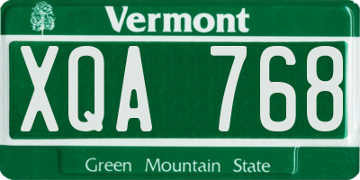 VT license plate XQA768