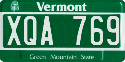 VT license plate XQA769