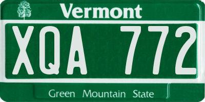 VT license plate XQA772